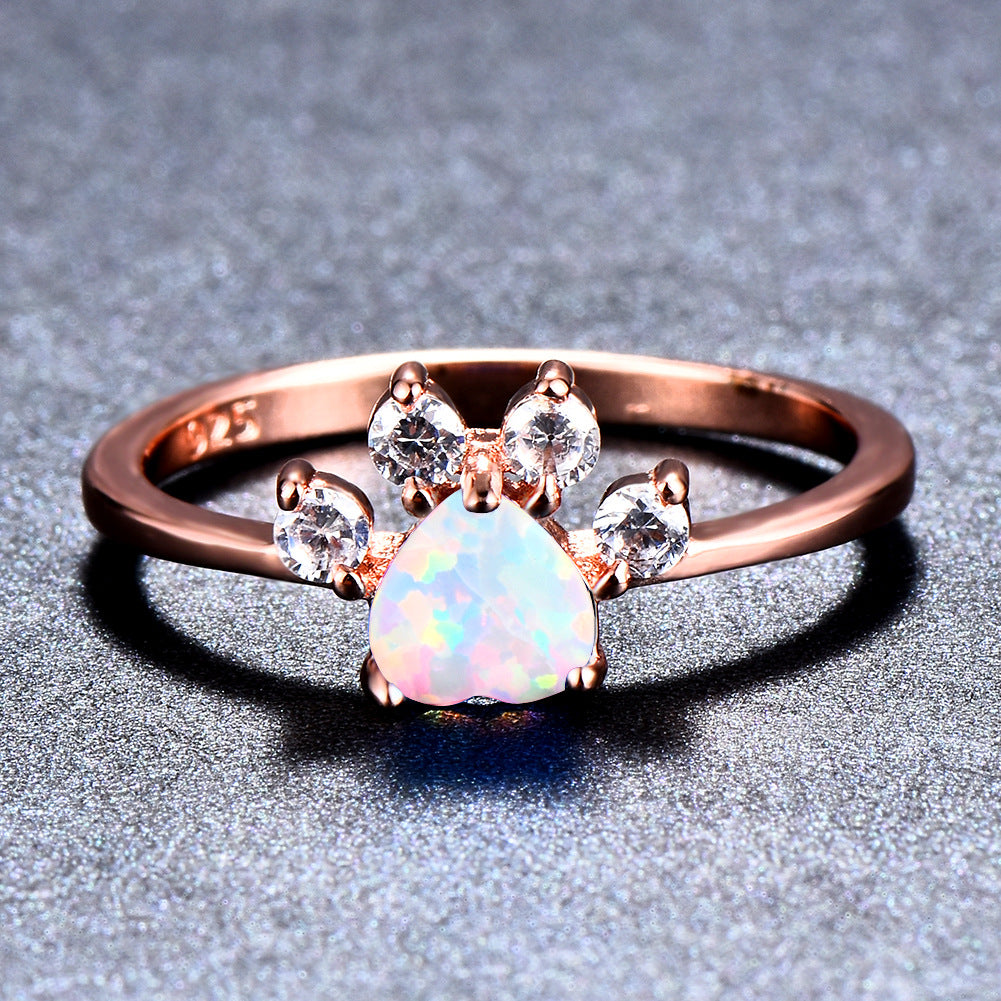 Cute Cat-claw-shaped Rings Fashion Personality Rhinestone Ring Women's Jewelry