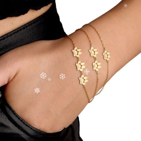 Personalized  Pet Cat And Dog Paw Print Bracelet Name