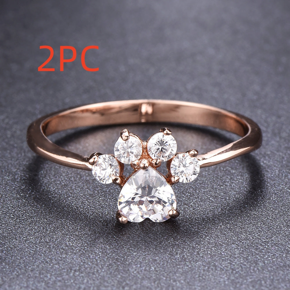 Cute Cat-claw-shaped Rings Fashion Personality Rhinestone Ring Women's Jewelry