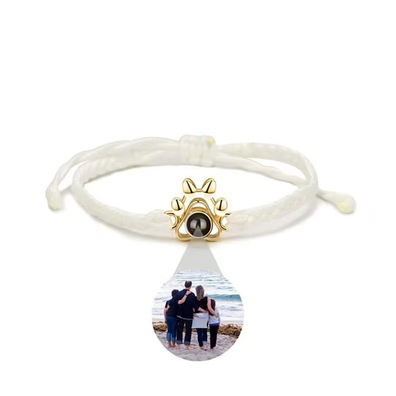 Dog Paw Projection Bracelet For Men And Women Customizable Family Portrait In 100 Languages Custom Color Photos