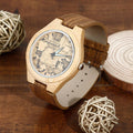 Custom Women's Engraved Bamboo Photo Watch Wooden Leather Strap 40mm