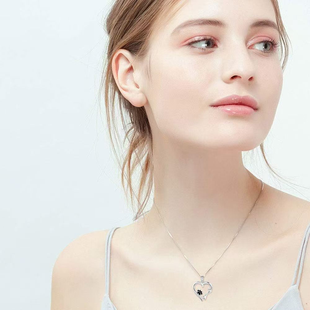 Simple Heart-Shaped Pendant Necklace For Pet Lovers