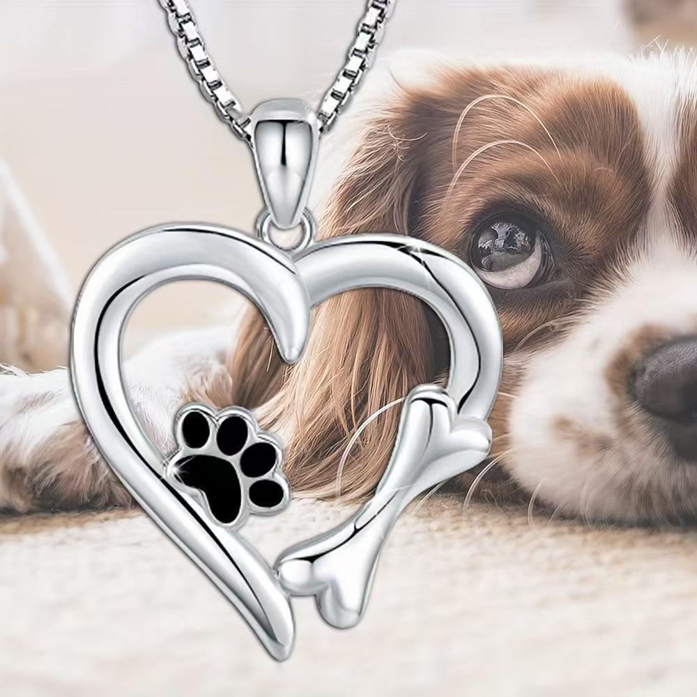 Simple Heart-Shaped Pendant Necklace For Pet Lovers